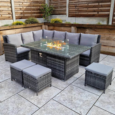 Luxury Rattan 6-Piece Fire Pit Sofa Set with Sturdy Steel Frame for Outdoor Elegance - UK Luxury Furniture